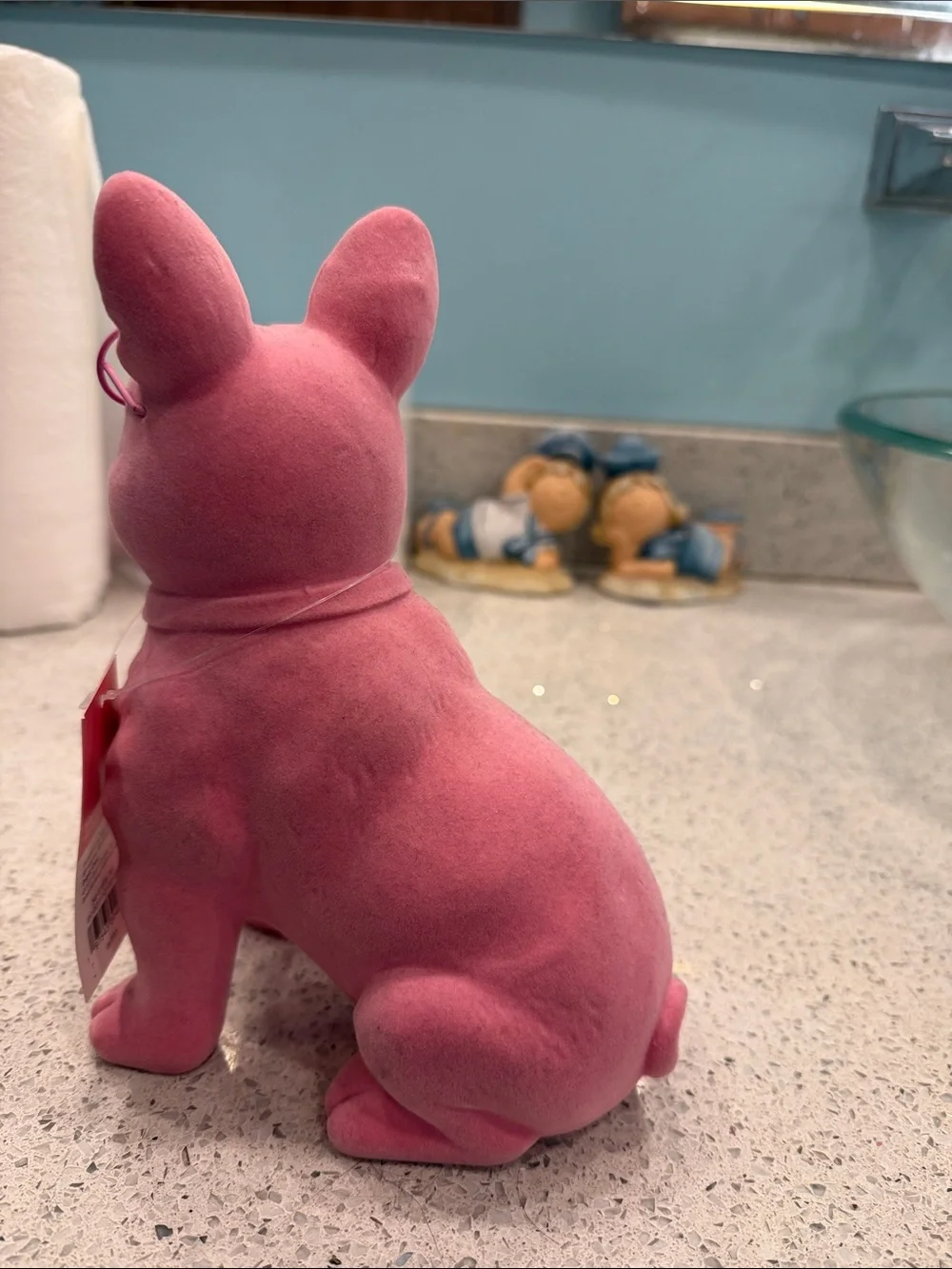 Stylish Pink Velvet French Bulldog Figurine by Target